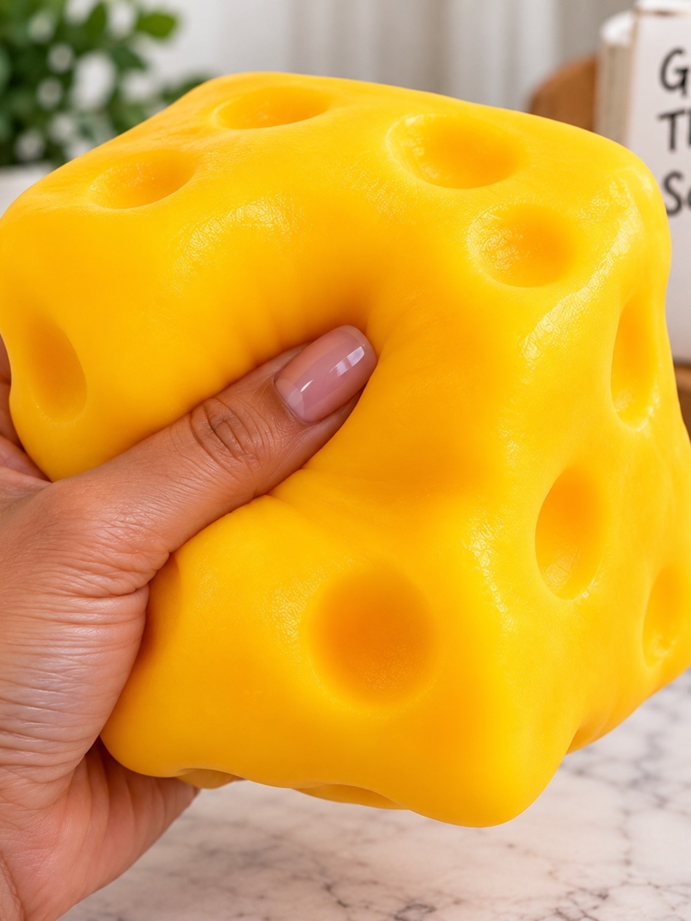 Yellow Cheese Squishy Stress Toy - Kids Sensory Play
